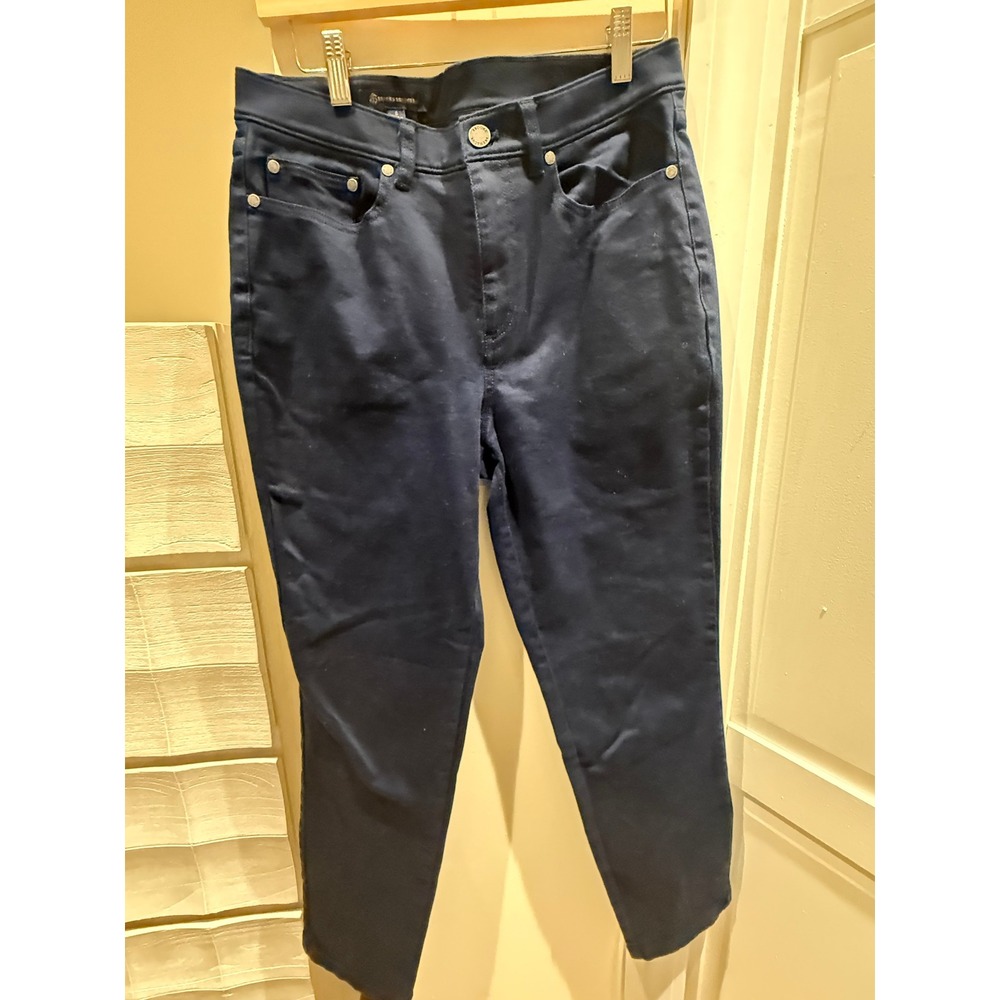 Brooks Brothers Navy Blue Slim Leg Stretch Pants Womens Size 6 High Rise Tapered